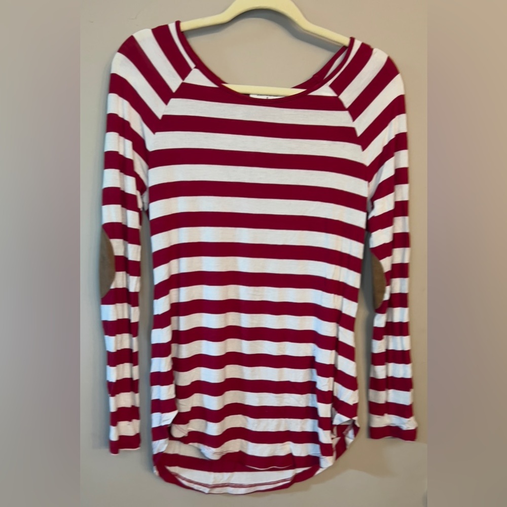 Striped shirt with elbow patches